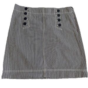Talbots ladies 8 nautical blue white‎ striped mini skirt all cotton beach cruise